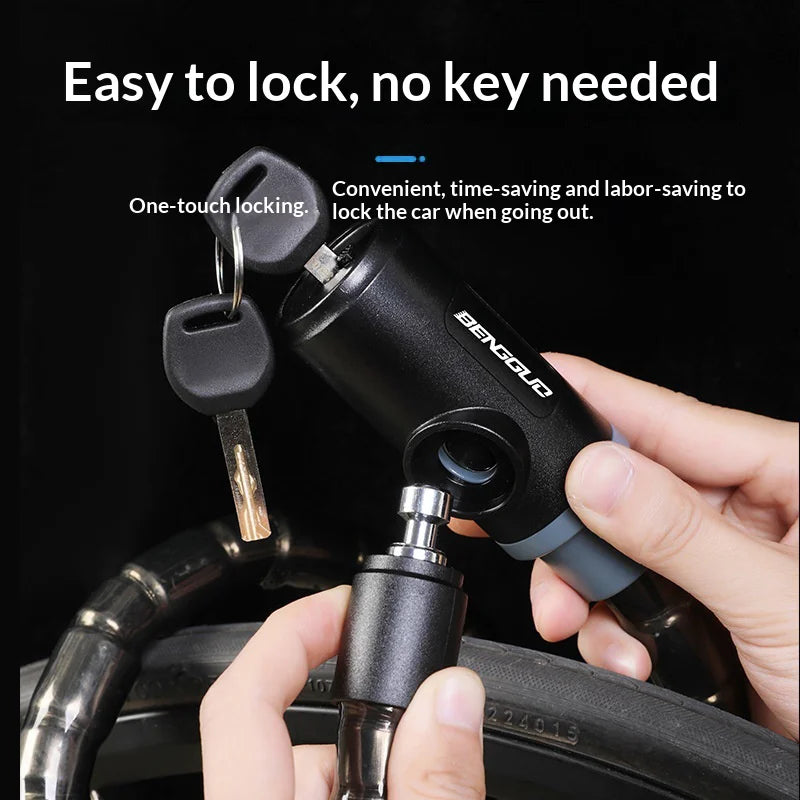 BENGGUO For Mountain / Road / Electric Bike Cable Lock Zinc Alloy Core Anti Theft Security Lock - 22x1000mm - 4