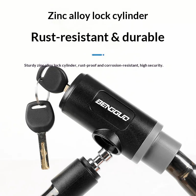 BENGGUO For Mountain / Road / Electric Bike Cable Lock Zinc Alloy Core Anti Theft Security Lock - 22x1000mm - 5