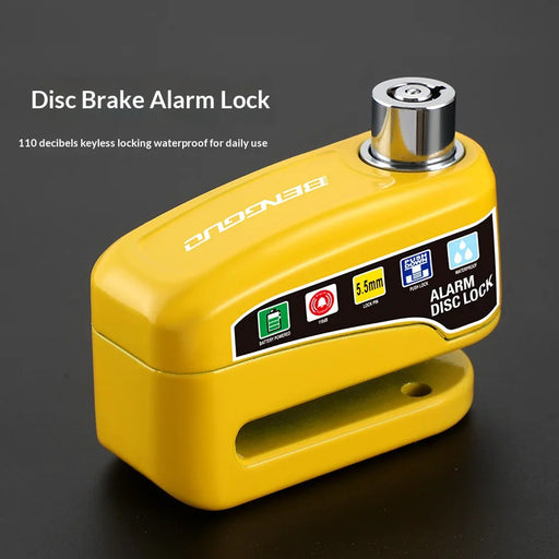 BENGGUO Bicycle Disc Brake Lock 110dB Alarm Aluminum Alloy Anti Theft Lock with Reminder Cable - Black - 2