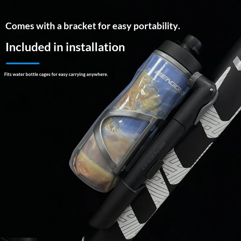 BENGGUO BG-1689 Portable Bike Pump Foldable Telescopic Mini Air Pump for Mountain Road Bike Tire Inflation High Pressure 130PSI - Black - 4