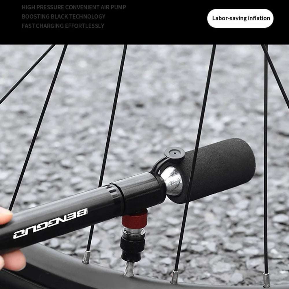 BENGGUO BG-1634 Portable Bike Pump Bicycle Tire Inflator Hand Pump High Pressure 110PSI (No CO2 Gas Cylinder), Black - 6