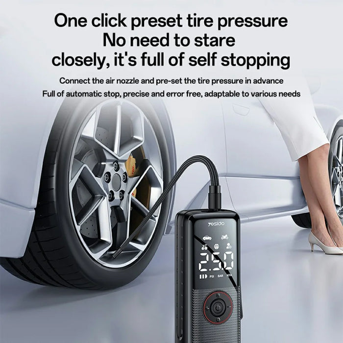 YESIDO VC17 Multi-function Wireless Tire Inflator for Car / Bicycle / Basketball Portable Air Compressor with LED Display - 3