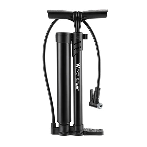 WEST BIKING YP0711199 Dual Tube Bike Pump High Pressure Portable Inflator with Pressure Gauge for Bicycle / E-Bike - Black/Short - 1