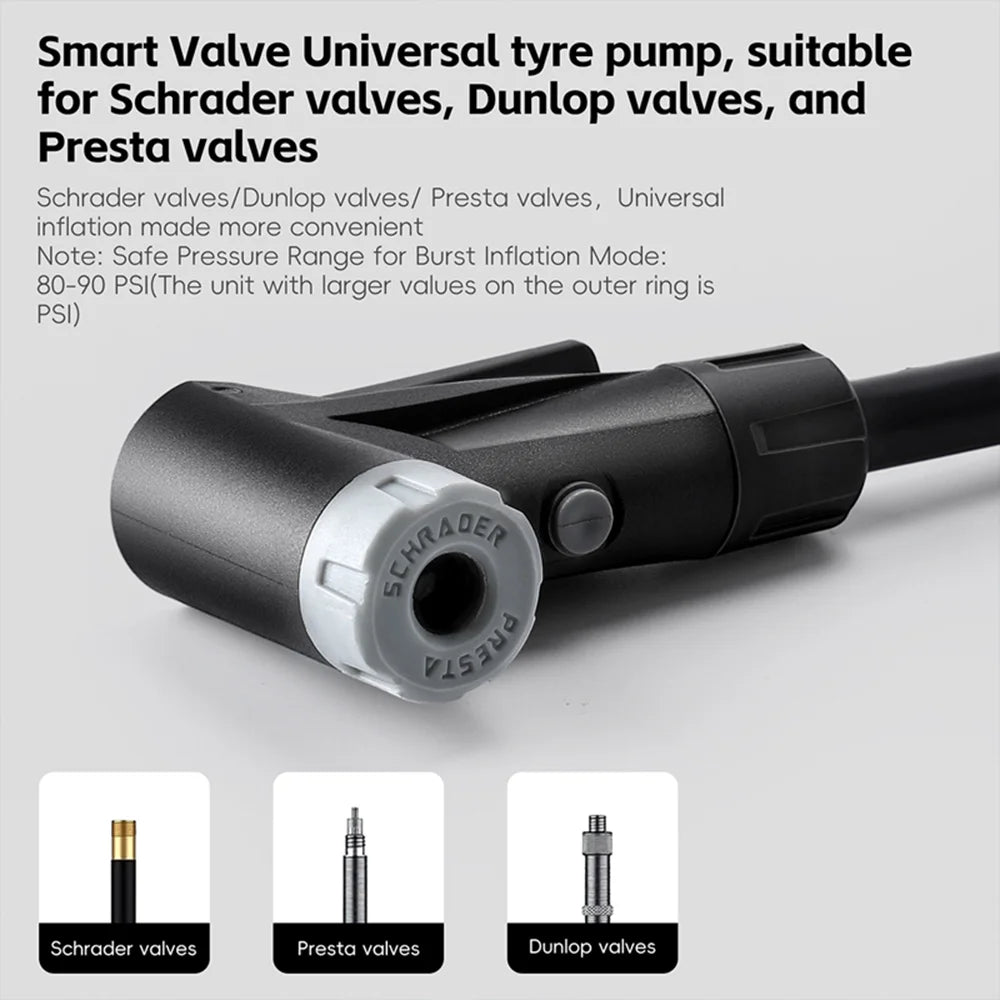 WEST BIKING YP0711199 Dual Tube Bike Pump High Pressure Portable Inflator with Pressure Gauge for Bicycle / E-Bike - Black/Short - 6