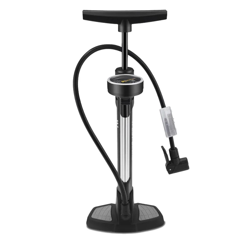 WEST BIKING YP0711198 Bicycle Floor Pump 160PSI High Pressure Air Pump with Gauge for Bike/Electric Vehicle - Black+Silver - 1