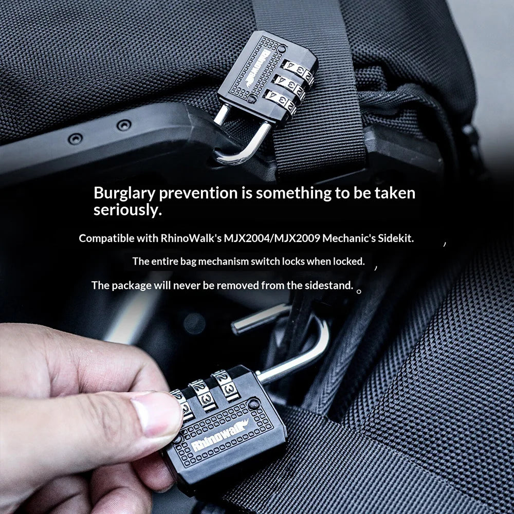 RHINOWALK XM10203 Motorcycle Bag Security Lock Zinc Alloy 3-Digit Anti Theft Combination Lock - Black - 3