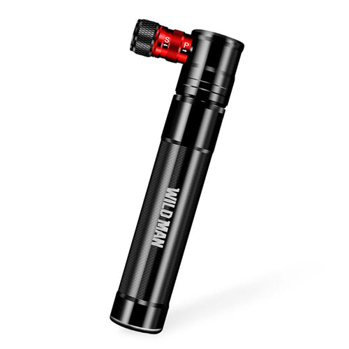 WILD MAN GK8 Portable Bike Pump 100 PSI Aluminum Alloy Mini Hand Pump for Mountain Road Bike Basketball Football - Black - 1