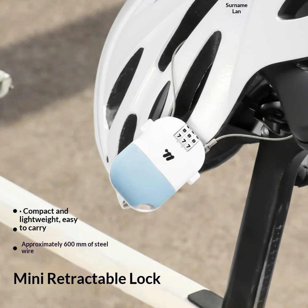 WEST BIKING YP0705131 Portable Bike Cable Lock 3-Digit Password Retractable Steel Wire Lock for Bicycle Helmet Luggage - White+Blue - 2