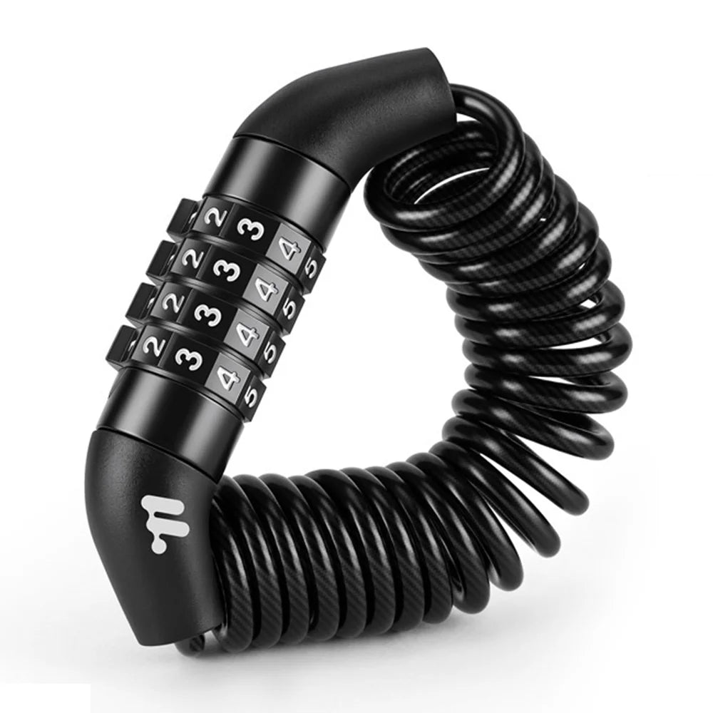 WEST BIKING YP0705135 Bike Helmet Lock 4-Digit Password Portable Cycling Security Cable Lock - Black - 1