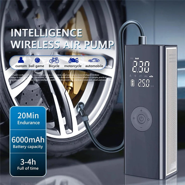 Multifunctional Car Inflator Pump Wireless Intelligent Car Pump Portable Aluminum Alloy 25mm Cylinder Tire Air Pump - 2
