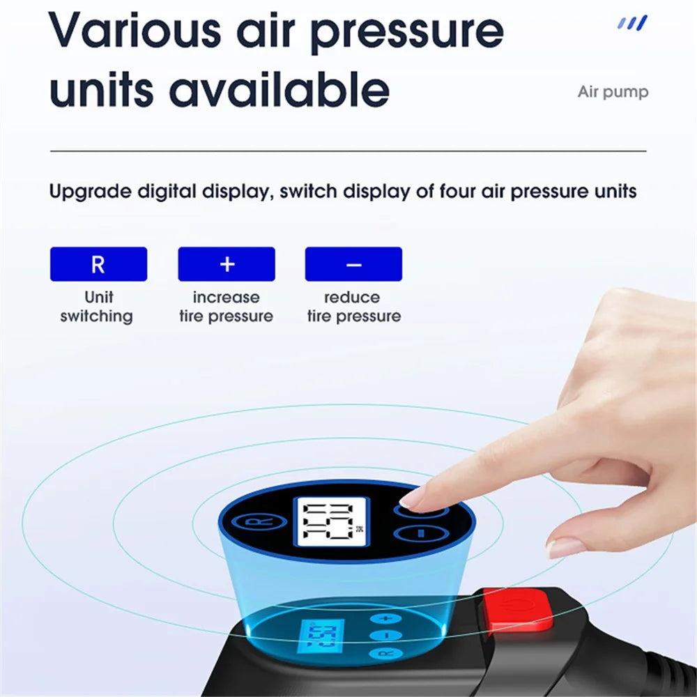 CARSUN C2814 Portable Tire Inflator Digital Air Compressor 12V DC Tire Air Pump with Emergency LED Light - 4