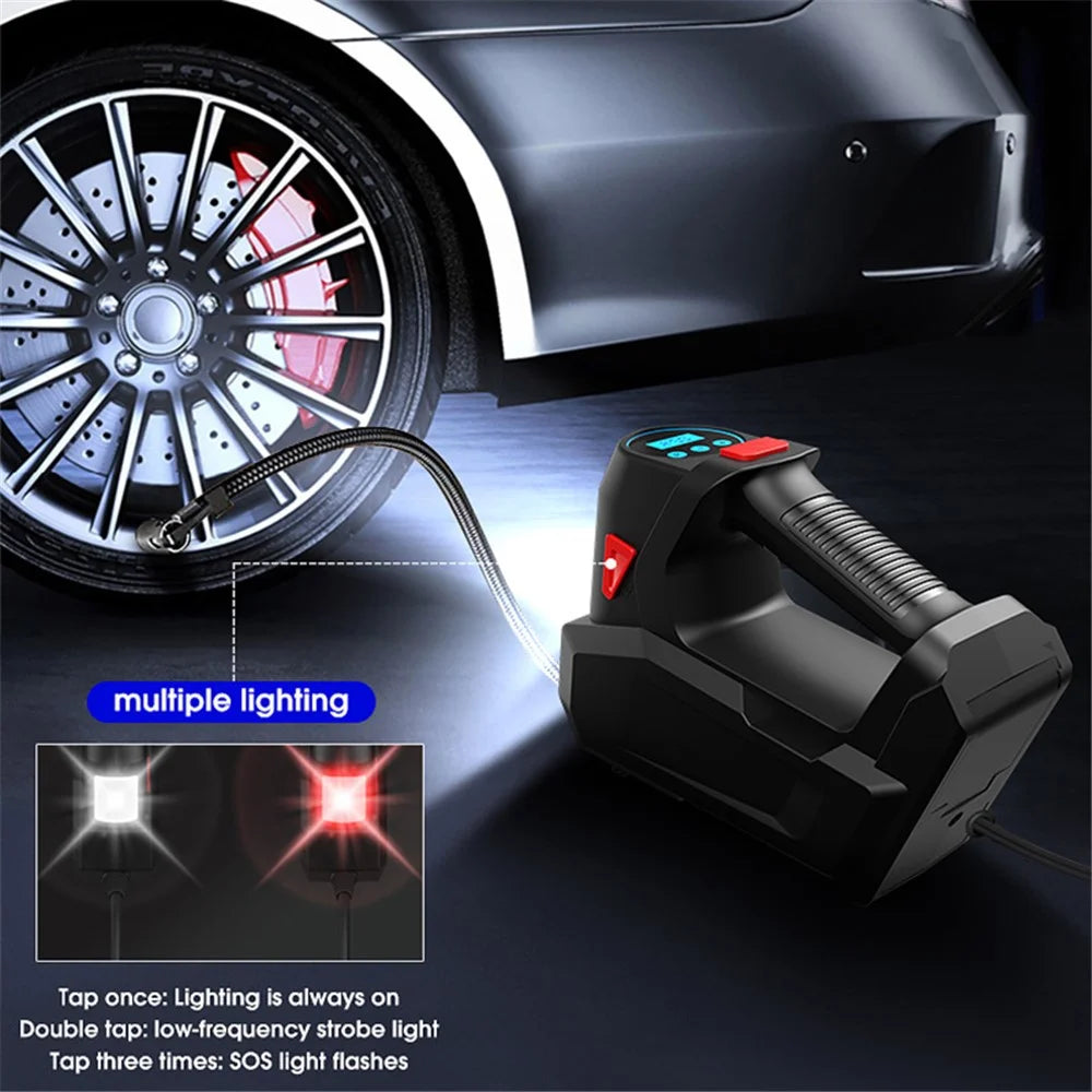 CARSUN C2814 Portable Tire Inflator Digital Air Compressor 12V DC Tire Air Pump with Emergency LED Light - 6