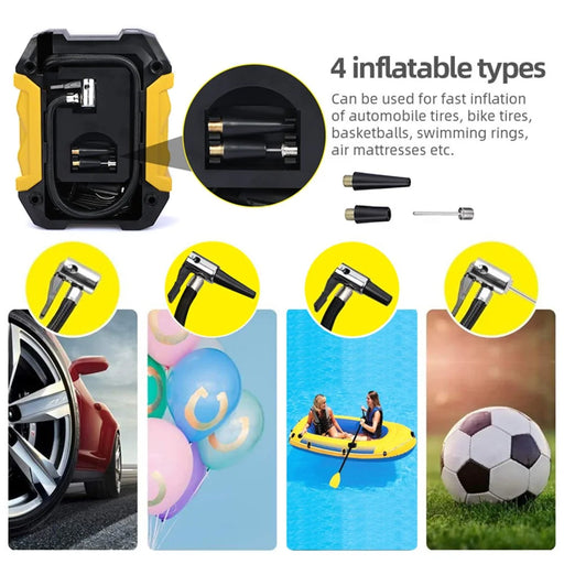 CARSUN c1399 Tire Inflator Portable Car Air Compressor 150PSI Tire Pump with Pressure Gauge and LED Light - 2