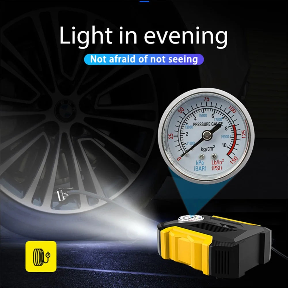 CARSUN c1399 Tire Inflator Portable Car Air Compressor 150PSI Tire Pump with Pressure Gauge and LED Light - 3