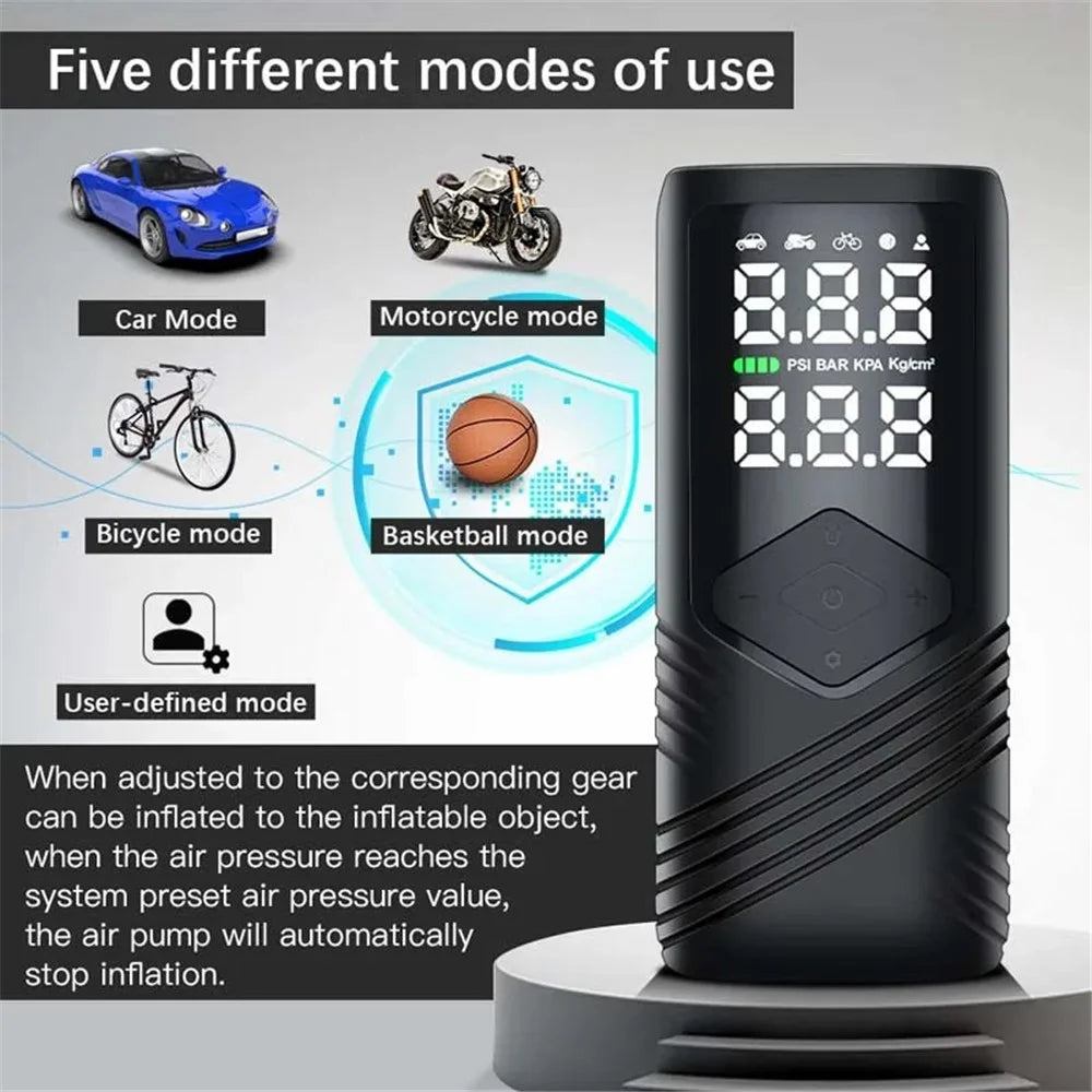 AERMOTOR Wireless Smart Car Air Pump Portable Flashlight Rechargeable Inflator for SUV Tire - 6