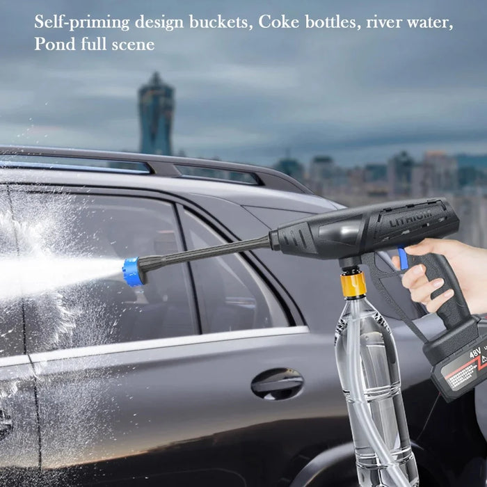 8103 Household Electric Car Washing Machine 48VH 12000mAh Car Water Gun with Sprayer Nozzle - Black / US Plug - 6