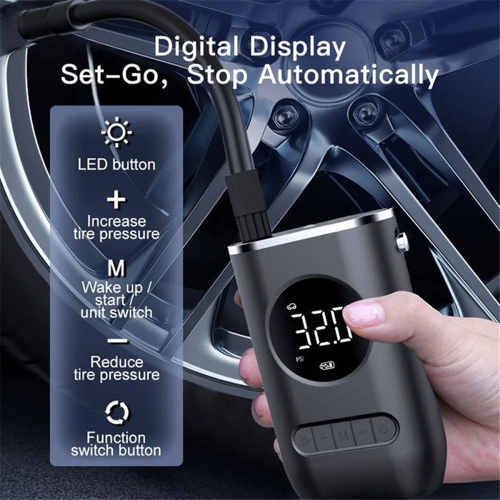 CQB-3668 Inflatable Pump Portable Handheld Digital Display Rechargeable Tire Pump with LED Light - 4