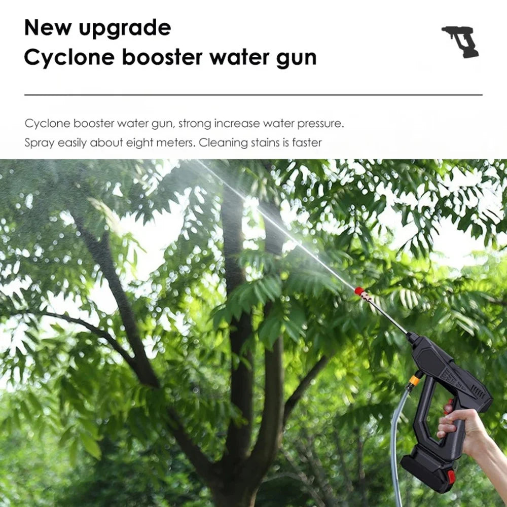 8107 Wireless Lithium-ion Battery Charging Car Wash Machine 200W Household Electric Water Spray Gun - US Plug / Black - 2