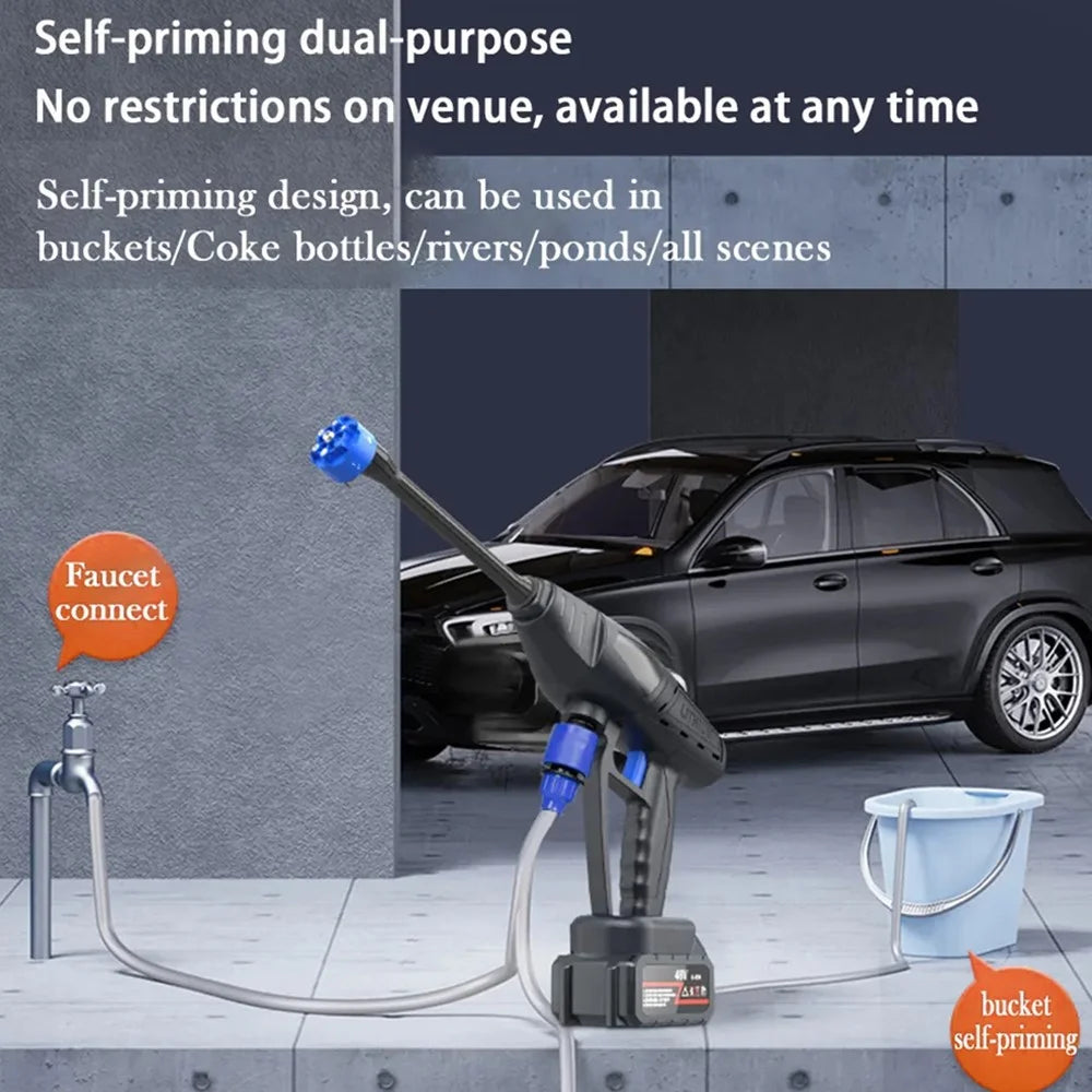 8103 Household Car Cleaning 300W Portable High Pressure Washer Electric Car Wash Water Gun (Battery: 24VH 6000mAh) - US Plug / Black - 4
