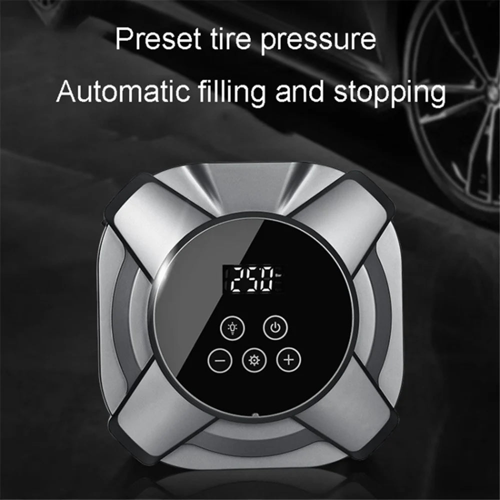 ZY5201 19 Cylinder 12V Car Touch Screen Digital Display Tire Inflator Air Pump - Silver - 3