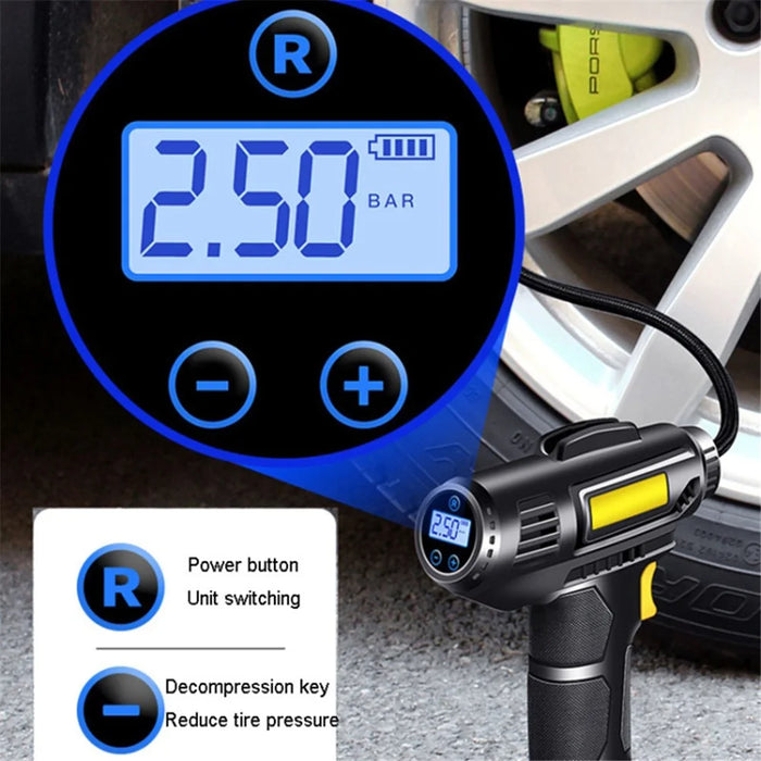 Electric Air Pump Digital Display Wireless Car Motorcycle Tire Inflator - 4