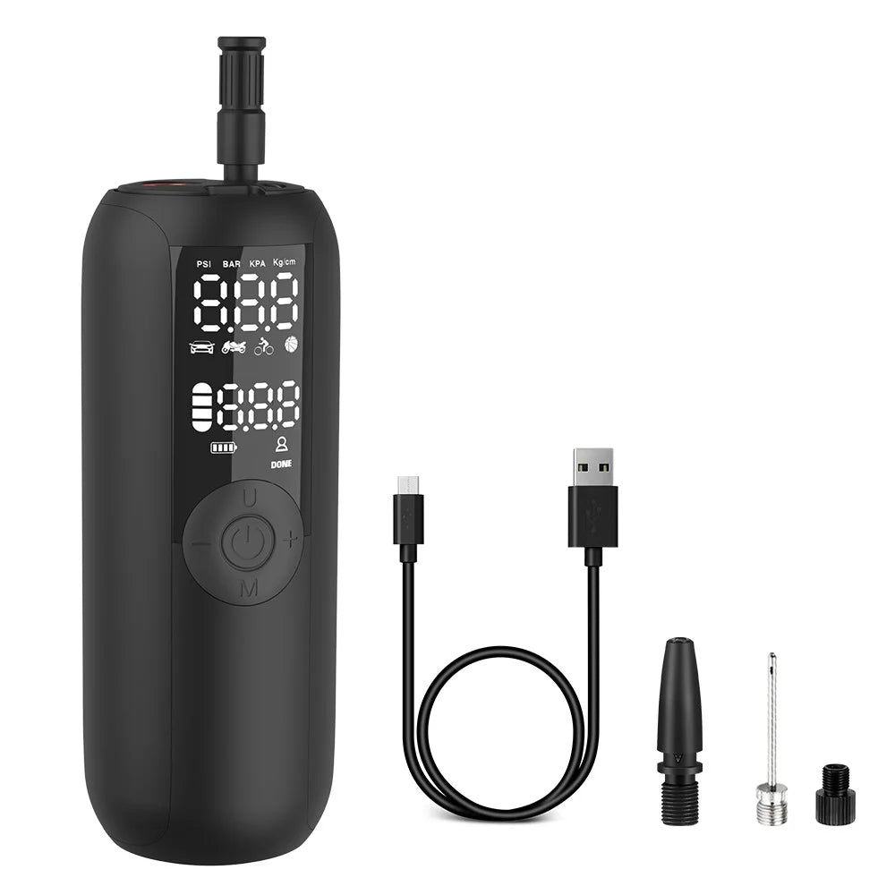 LP1 Outdoor Portable Smart Tire Pump with LED Light, Car Bike Mini Inflator - 1