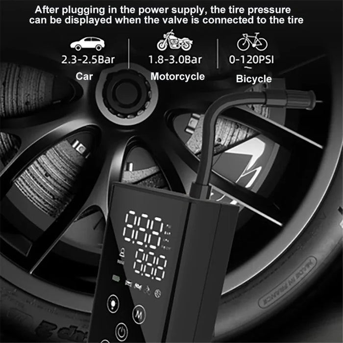 GP2 Portable Digital Touch Screen Air Pump Mini Tire Inflator with LED Light - 2