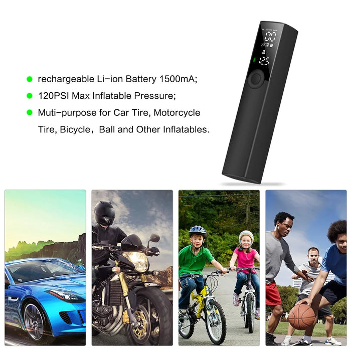 BP188 Aluminum Alloy Air Pump Portable LCD Display Inflator for Motorbike, Bicycles, and Balls - 4