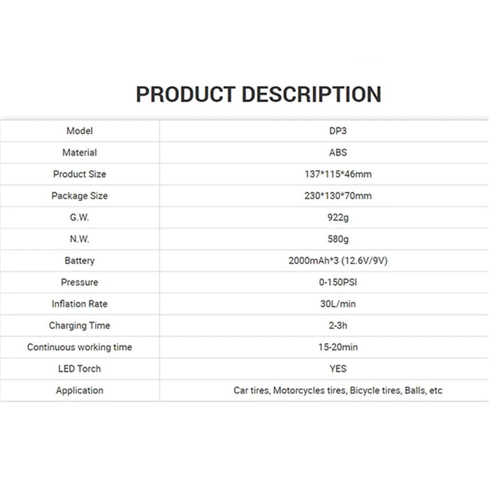 DP3 Wireless Smart Tire Air Pump 2-in-1 Deflation Inflation Pump for Outdoor Camping - 6
