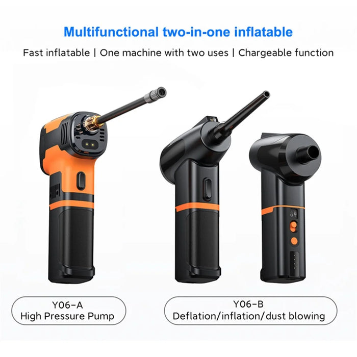 Y06 3-in-1 Multi-function Digital Display Electric Air Pump Detachable Dust Blower - 3