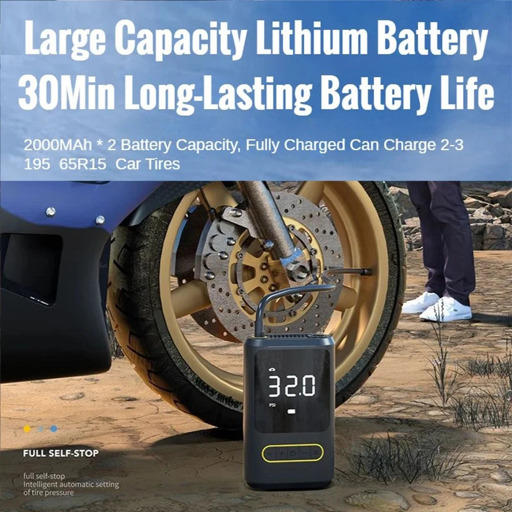 ATJ-8466 19MM Air Cylinder Tire Inflator Air Pump with Power Bank+Cigarette Lighter Interface - 2