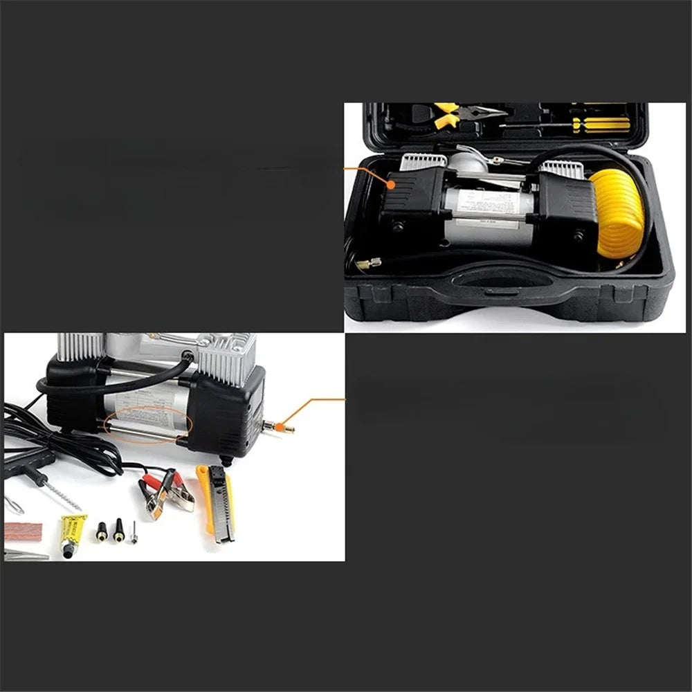 Double Cylinder Air Pump Screwdriver Car Tire Repair Tool Set with Storage Box - 5