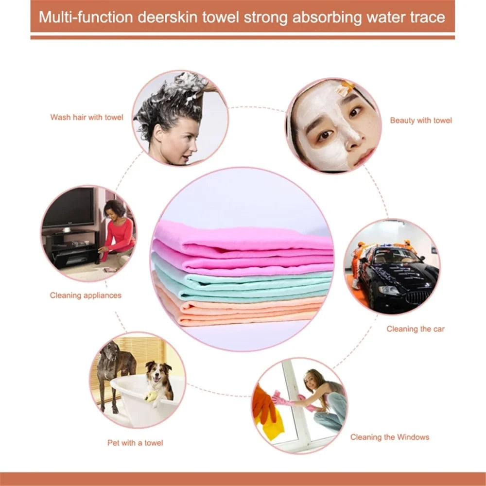 43 x 32 x 0.2cm Super Absorbent Soft PVA Cloth Car Home Cleaning Towel Hair Quick Drying Towel - Pink - 5