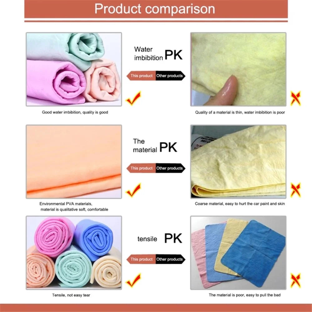 43 x 32 x 0.2cm Super Absorbent Soft PVA Cloth Car Home Cleaning Towel Hair Quick Drying Towel - Pink - 6