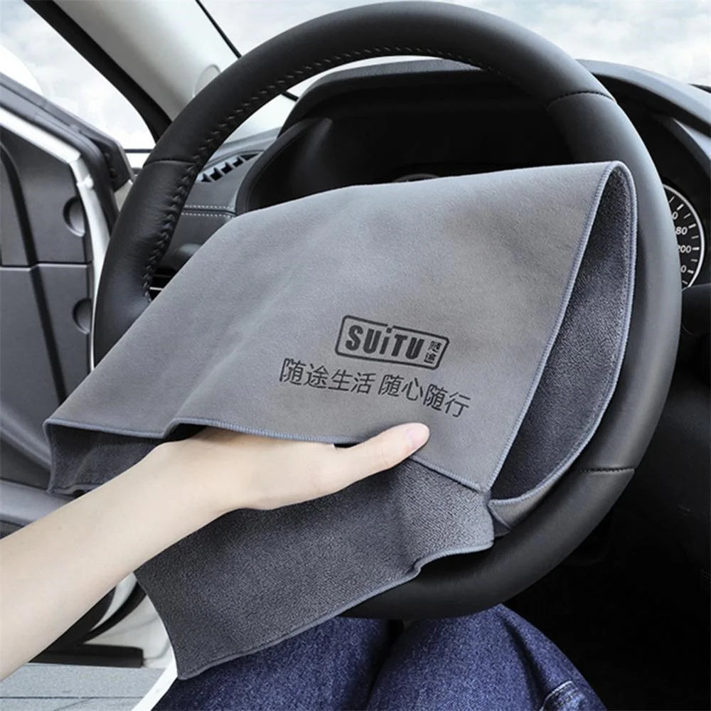SUITU ST-9000-5C 35x75CM Super Water-Absorbent Car Cleaning Towel Soft Coral Fleece + Suede Washing Wipe Cloth for Glass - 2