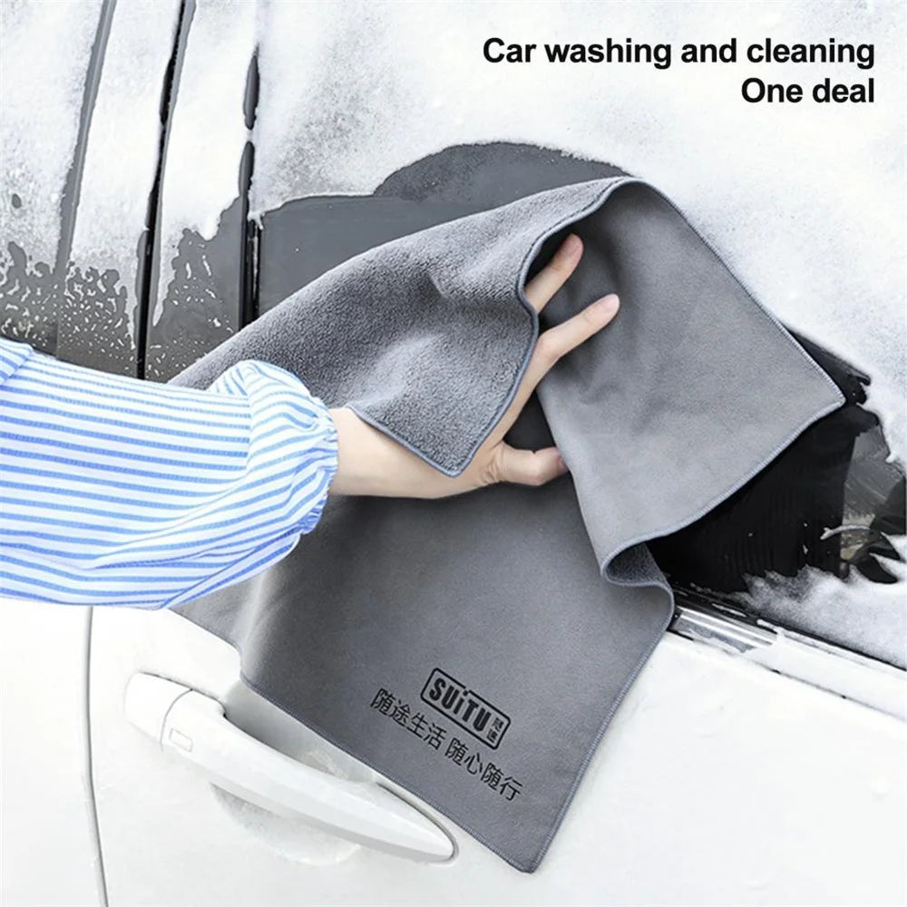 SUITU ST-9000-5C 35x75CM Super Water-Absorbent Car Cleaning Towel Soft Coral Fleece + Suede Washing Wipe Cloth for Glass - 6