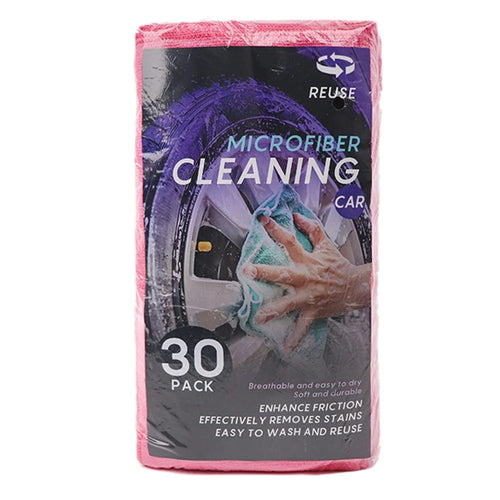 LWMB-004A 30Pcs 30x30cm Super Water Absorption Microfiber Car Washing Towel Kitchen Home Cleaning Cloth - Pink - 1