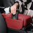 Car Armrest Box Cushion Pad PU Leather Tissue Holder Box with Side Pockets - Red - 2
