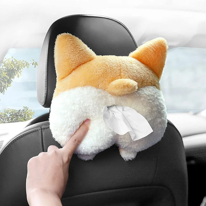 Plush Corgi Butt Funny Car Tissue Box Creative Cute Car Tissue Holder Interior Decoration - 5