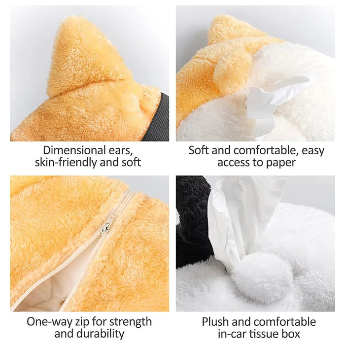 Plush Corgi Butt Funny Car Tissue Box Creative Cute Car Tissue Holder Interior Decoration - 7