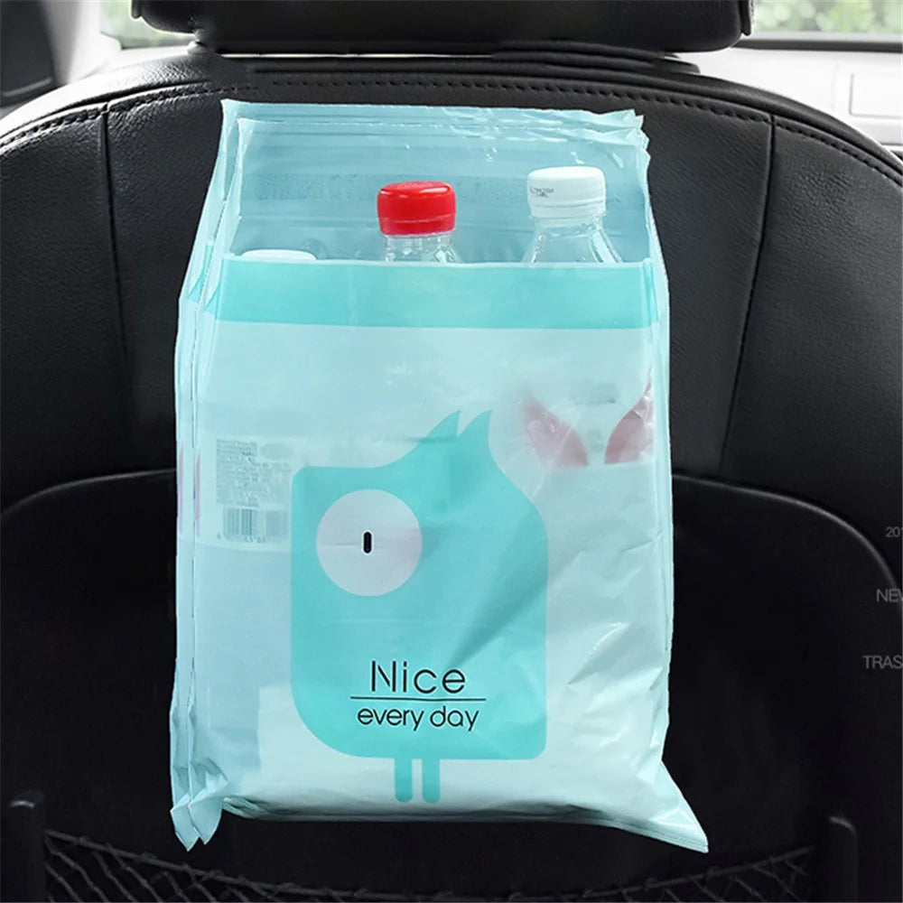 15Pcs / Pack Sealable Portable Car Trash Bag Easy Stick-On Disposable Car Garbage Bag Leak-Proof Vomit Bag Kitchen Storage Bag Suitable for Cars, Offices, Kitchens, Travel - Baby Blue - 2