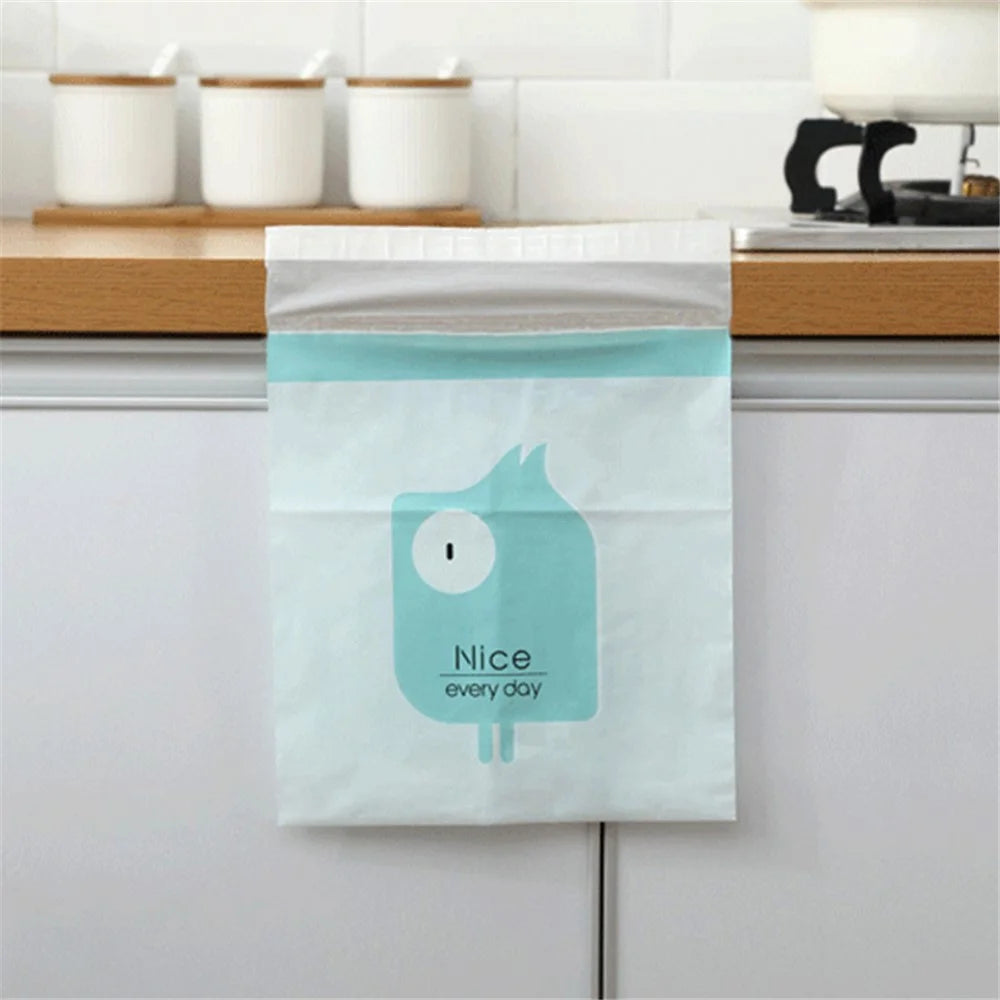 15Pcs / Pack Sealable Portable Car Trash Bag Easy Stick-On Disposable Car Garbage Bag Leak-Proof Vomit Bag Kitchen Storage Bag Suitable for Cars, Offices, Kitchens, Travel - Baby Blue - 3