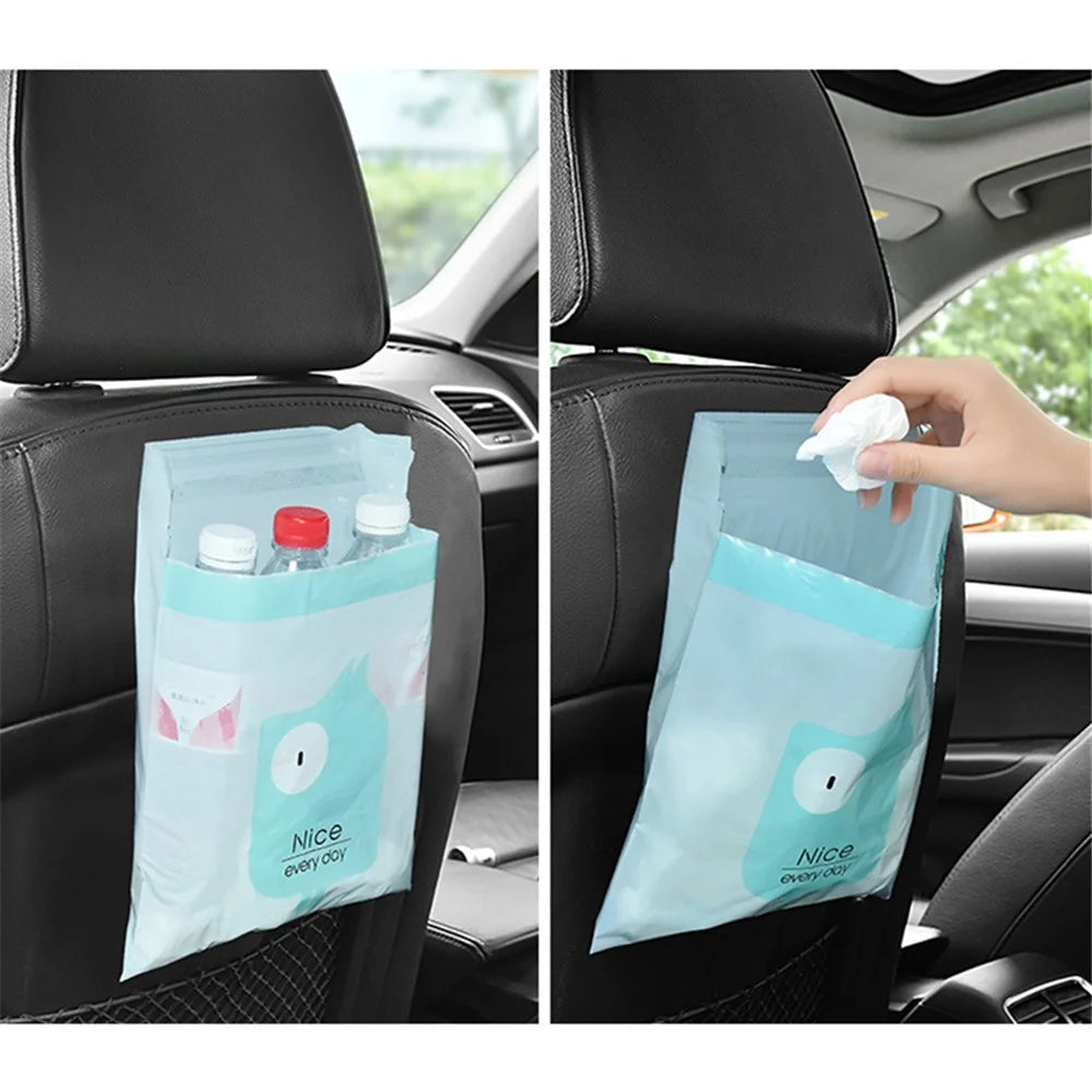 15Pcs / Pack Sealable Portable Car Trash Bag Easy Stick-On Disposable Car Garbage Bag Leak-Proof Vomit Bag Kitchen Storage Bag Suitable for Cars, Offices, Kitchens, Travel - Baby Blue - 5