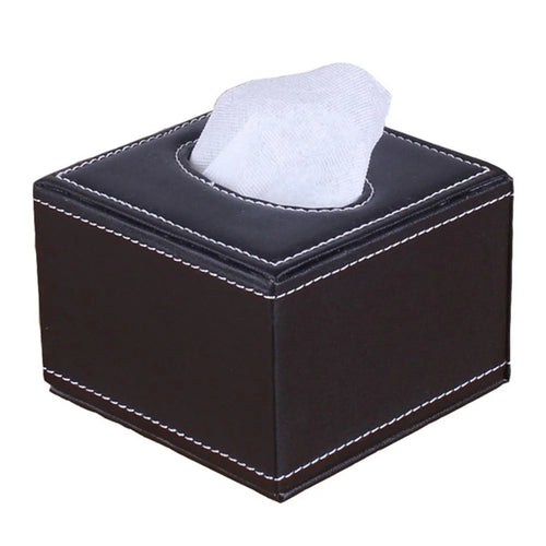 Tissue Box Cover Square Modern Leather Facial Tissue Dispenser Box Holder for Home Office Desktop, Car - Smooth Surface - 1