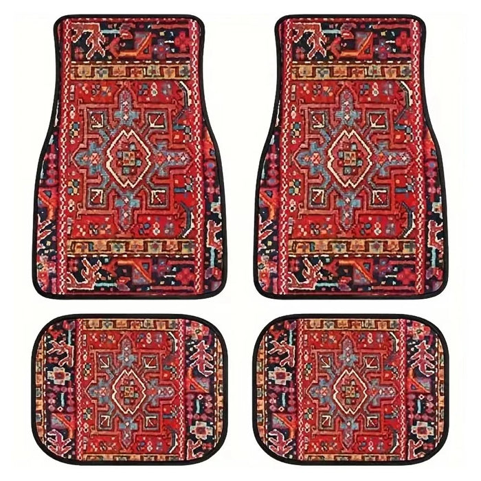 4Pcs / Set Retro Bohemian Style Car Front+Rear Floor Mat Neoprene Vehicle Interior Decorative Floor Pad - Style 1 - 1