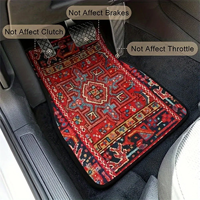 4Pcs / Set Retro Bohemian Style Car Front+Rear Floor Mat Neoprene Vehicle Interior Decorative Floor Pad - Style 1 - 3