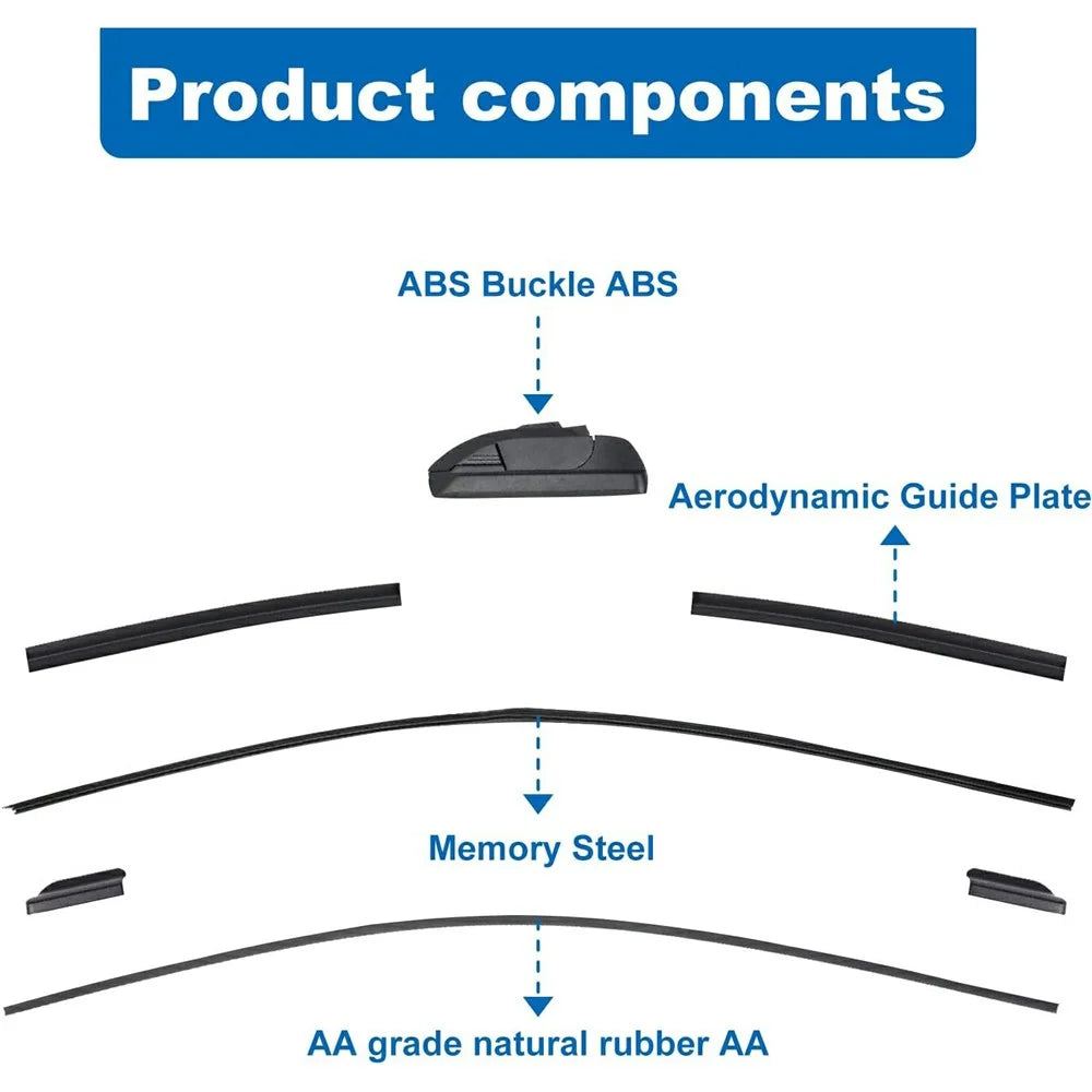 1Pc Universal Car Windshield Wiper Blade ABS+Rubber Noiseless Vehicle Wiper Blade - 12-inch - 6