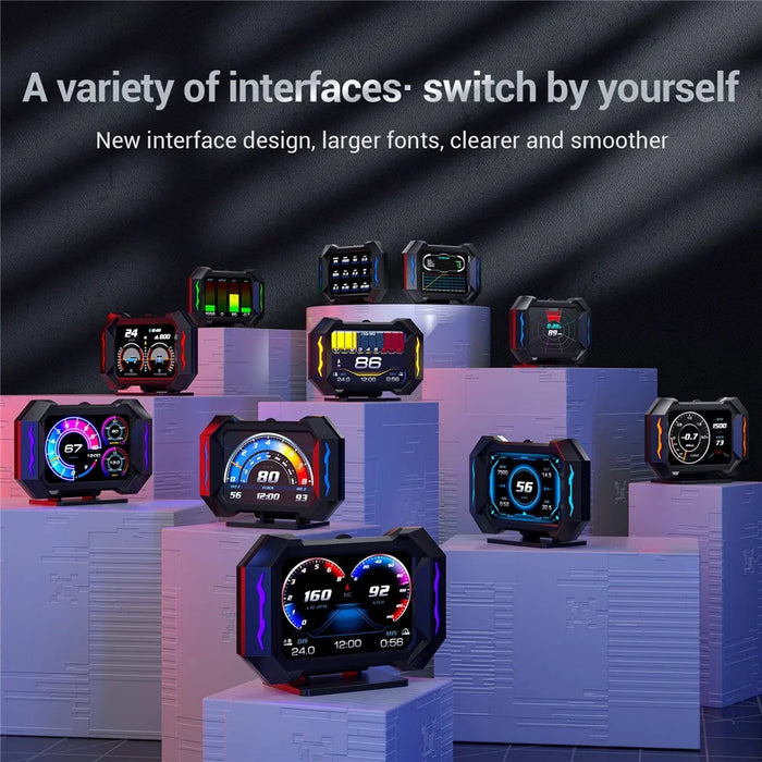 P25 Car HUD OBD LCD Display Multi-Function Speedometer with Water Temperature Fuel Consumption Inclinometer - 4
