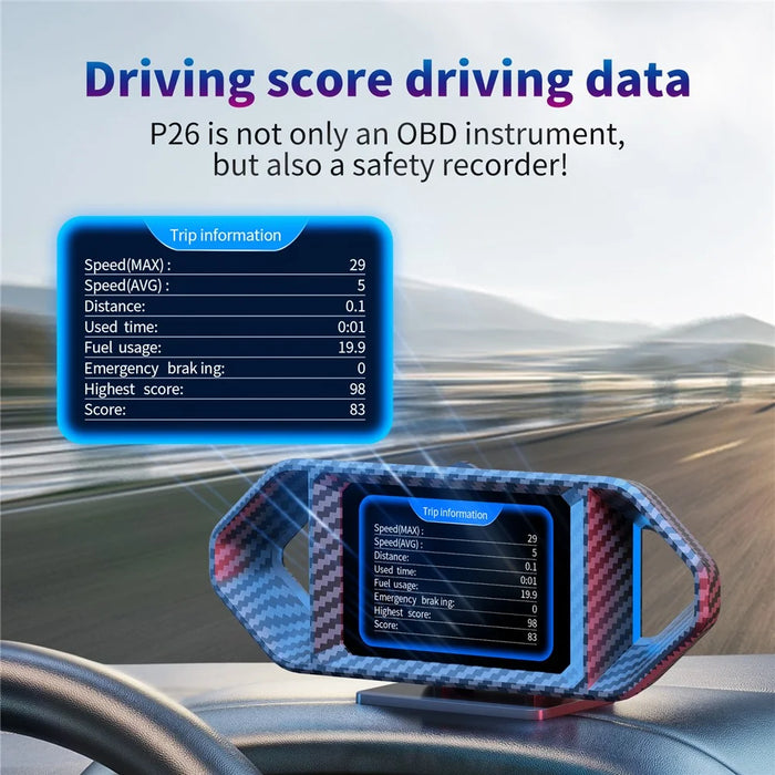 P26 Car HUD OBD GPS Head-Up Display LCD Speedometer with RPM Fuel Consumption and Slope Meter - 5