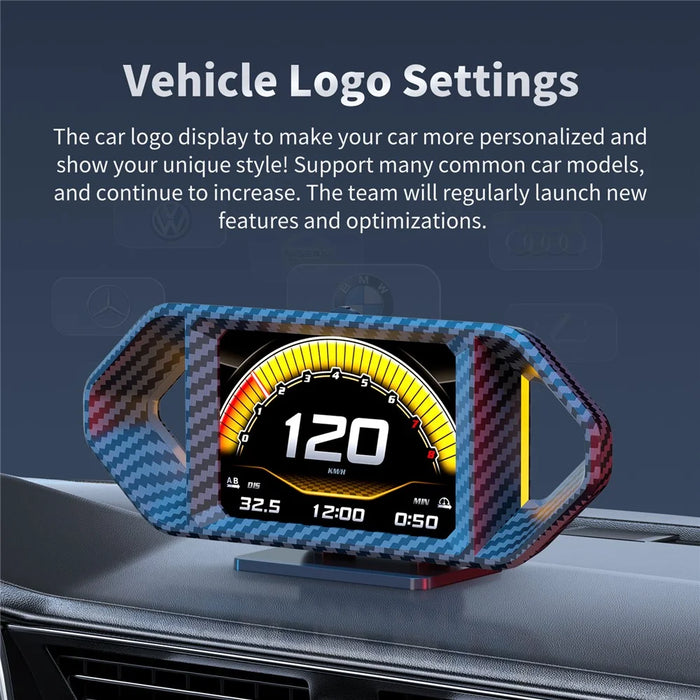 P26 Car HUD OBD GPS Head-Up Display LCD Speedometer with RPM Fuel Consumption and Slope Meter - 7